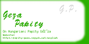 geza papity business card